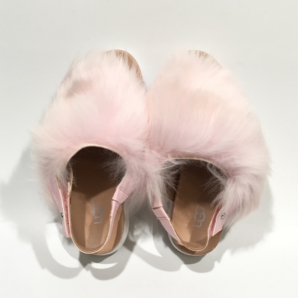 UGG HOLLY FURRY SANDALS -SEASHELL PINK SHEEPSKIN -BIG KIDS US 4 -NEW - Picture 4 of 7